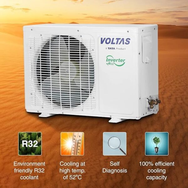 Voltas 1 Ton 5 Star, Inverter Split AC(Copper, 4-in-1 Adjustable Mode, Anti-dust Filter, 2024 Model, 125V Vectra Elite-1, White) - Image 4