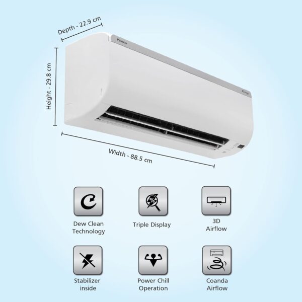 Daikin 1.5 Ton 3 Star Inverter Split AC (Copper, PM 2.5 Filter, Triple Display, Dew Clean Technology, Coanda Airflow, 2024 Model, MTKL50U, White) - Image 19