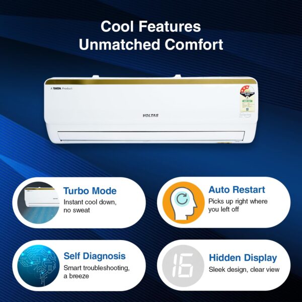 Voltas 1.5 Ton 5 Star Inverter Split AC (Copper, 5-in-1 Adjustable Mode, Anti-dust Filter, 185V Vertis Smart Elite Gold, White) - Image 17