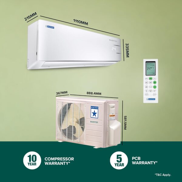 Blue Star 2 Ton 3 Star, 60 Months Warranty, Inverter Split AC (Copper, Convertible 5 in 1 Cooling, Auto Defrost, Dust Filters, Blue Fins, IE324YNU, White) - Image 11