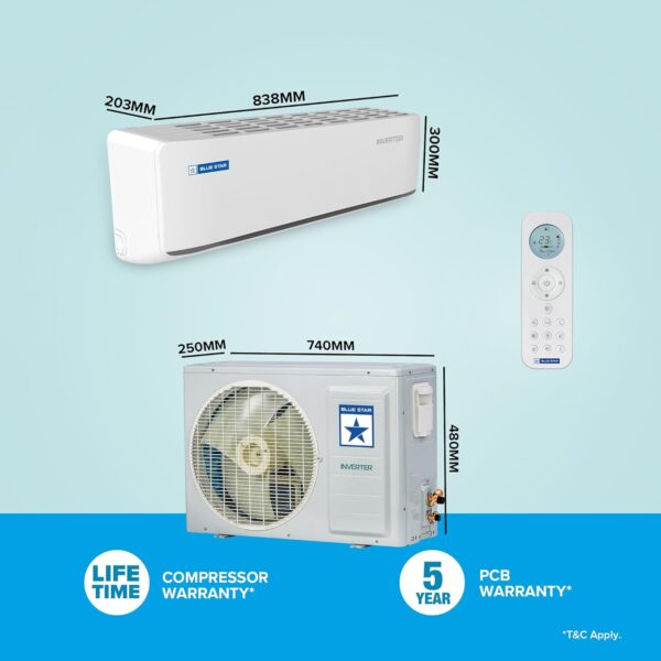 Blue Star 1 Ton 5 Star, 60 Months Warranty, Wi-Fi Smart Inverter Split AC (Copper, Convertible 5 in 1 Cooling, AI Pro, Voice Command, DigiQ Hepta Sensors, 4 Way Swing, ID512ZNURS, White) - Image 15