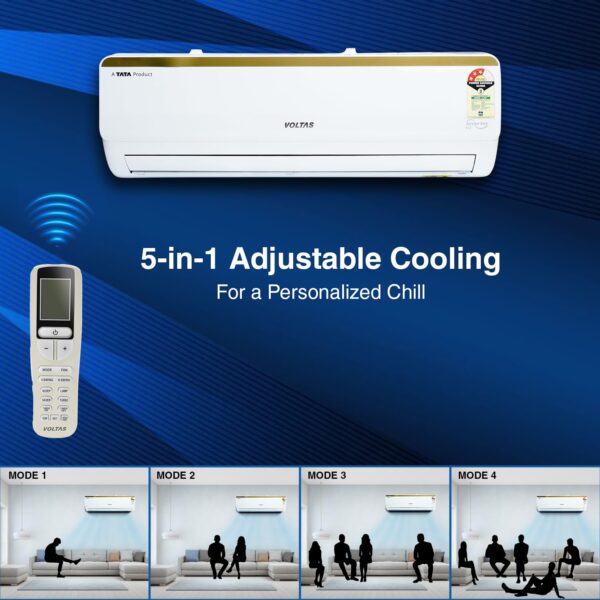 Voltas 1.5 Ton 5 Star Inverter Split AC (Copper, 5-in-1 Adjustable Mode, Anti-dust Filter, 185V Vertis Smart Elite Gold, White) - Image 16