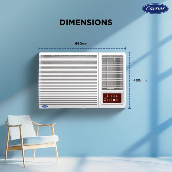 Carrier 1.5 Ton 5 Star Inverter Window AC(Copper, High Density Filter for Dust Filtration, 2Way Air Directional Control, ESTRA Fxi,CIW19SC5R35F0,White) - Image 10