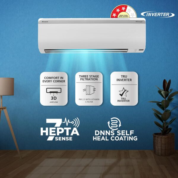 Daikin 1.5 Ton 3 Star Inverter Split AC (Copper, PM 2.5 Filter, Triple Display, Dew Clean Technology, Coanda Airflow, 2024 Model, MTKL50U, White) - Image 11