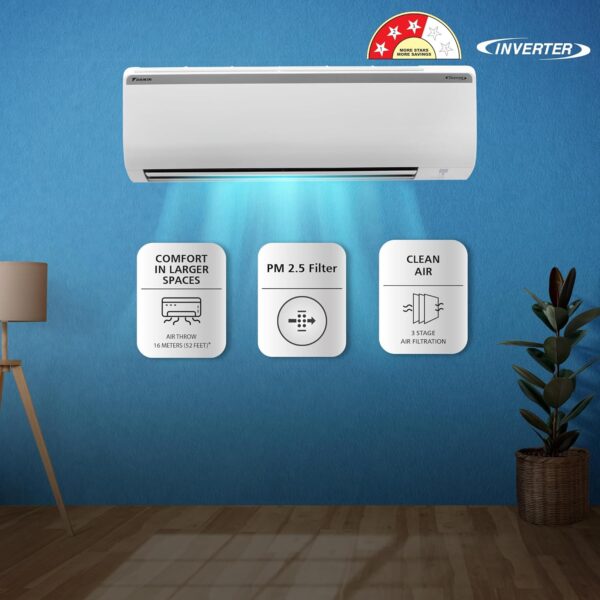 Daikin 1.5 Ton 3 Star Inverter Split AC (Copper, PM 2.5 Filter, Triple Display, Dew Clean Technology, Coanda Airflow, 2024 Model, MTKL50U, White) - Image 22