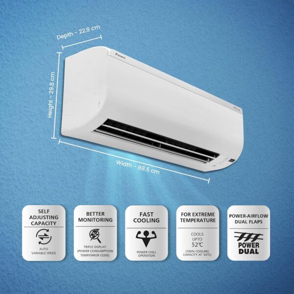 Daikin 1.5 Ton 3 Star Inverter Split AC (Copper, PM 2.5 Filter, Triple Display, Dew Clean Technology, Coanda Airflow, 2024 Model, MTKL50U, White) - Image 13